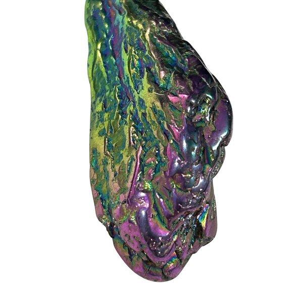 Handcrafted Rainbow Iridescent Blue Green Purple Titanium Coat Quartz 3" Pendant - Picture 5 of 6